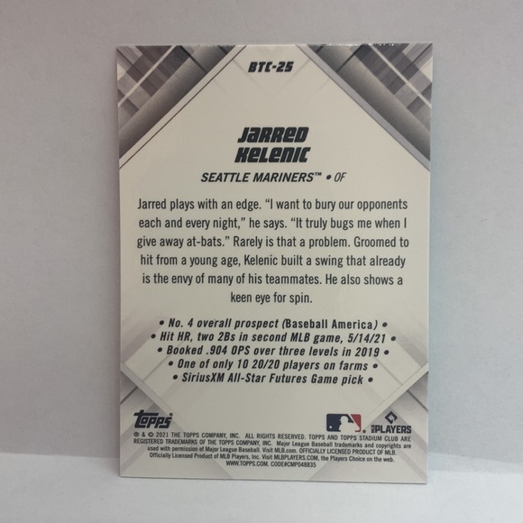 2021 Stadium Club Chrome Jarred Kelenic Mariners Beam Team RC #BTC-25 (MISC7) - Picture 2 of 2